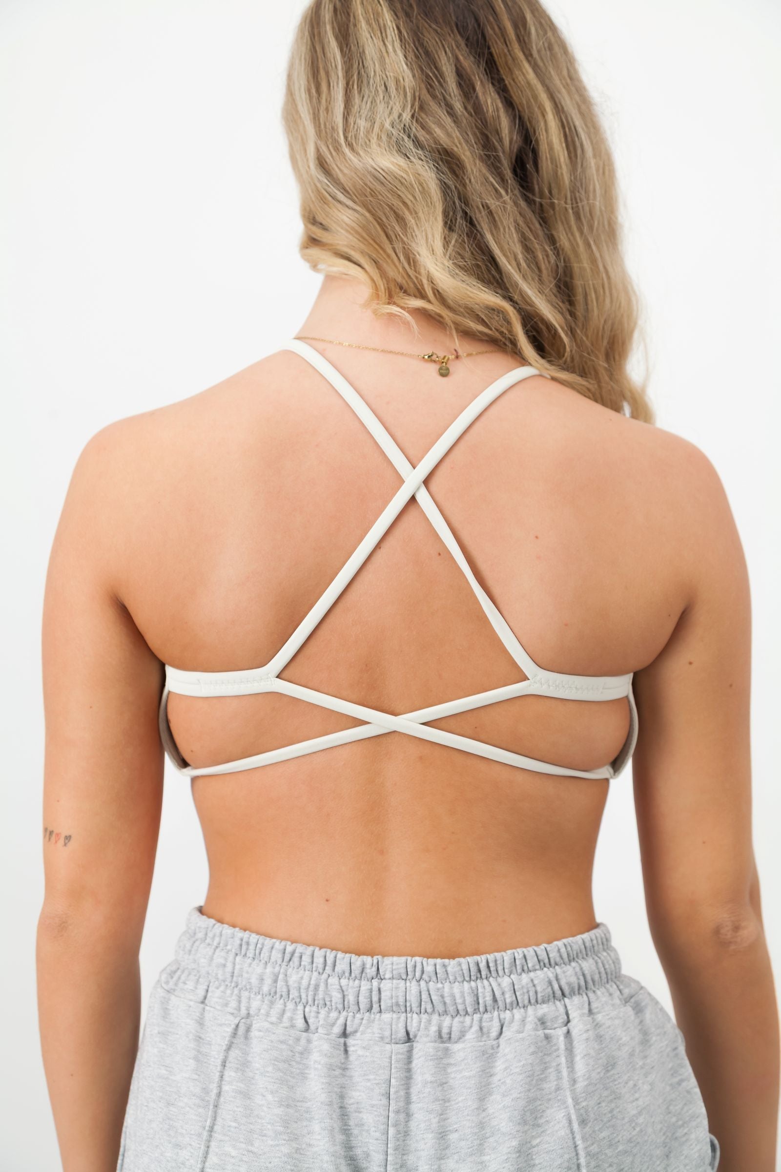 Strappy Sports Bra Apricot White