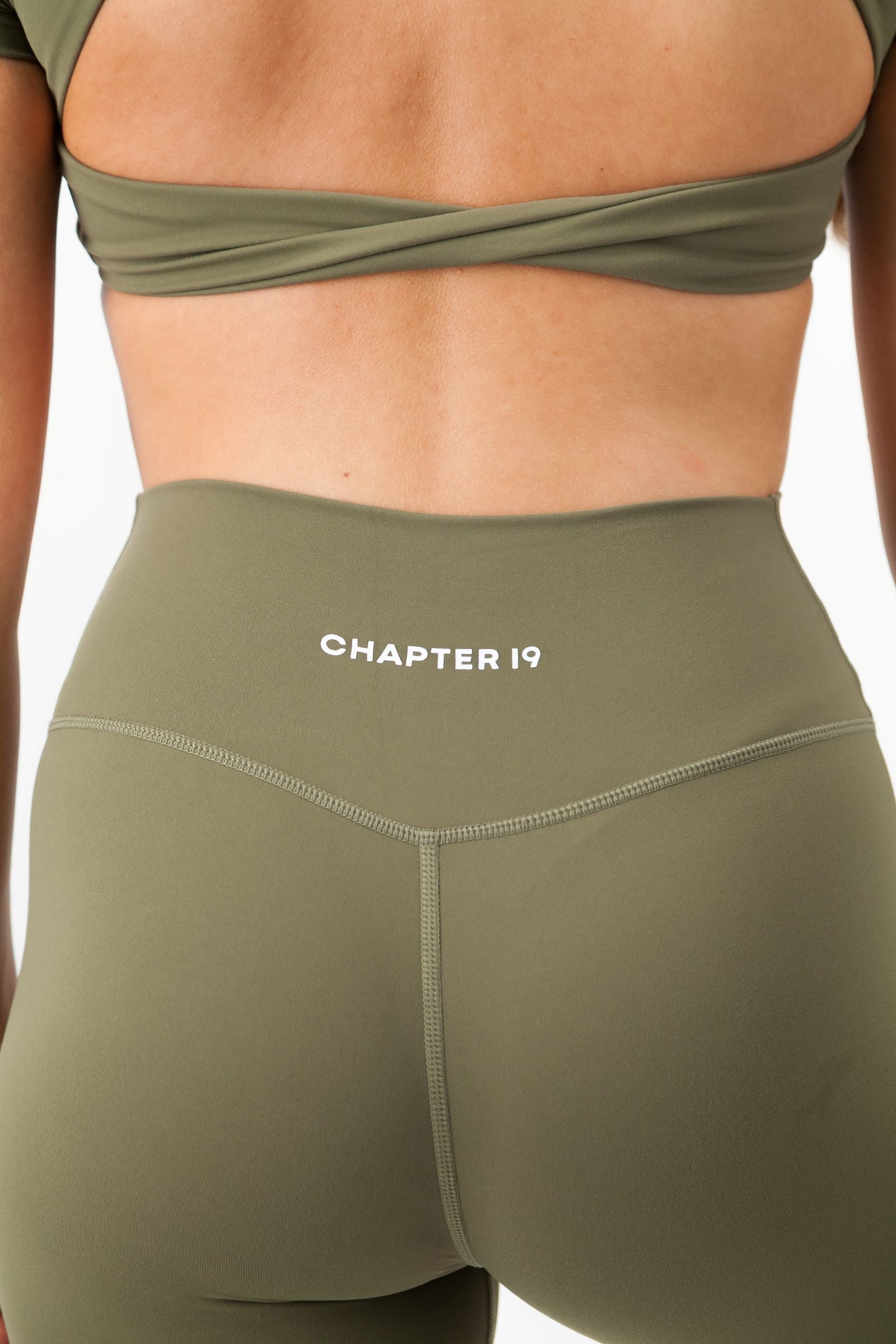 Crossover Waist Leggings Olive Green