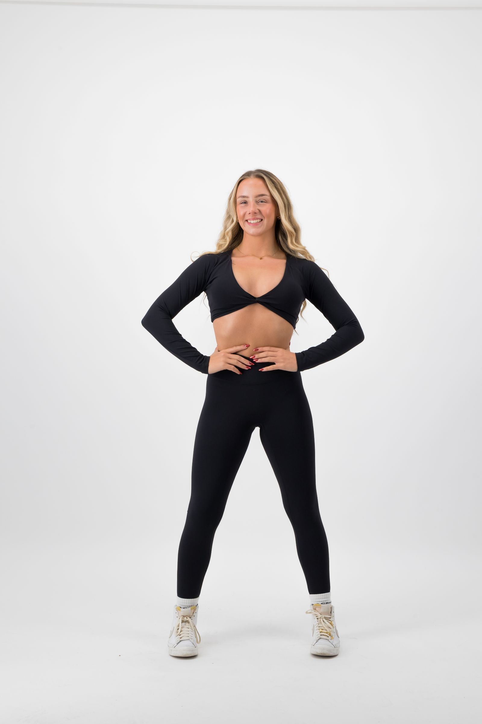 Black Long Sleeve Twisted Top