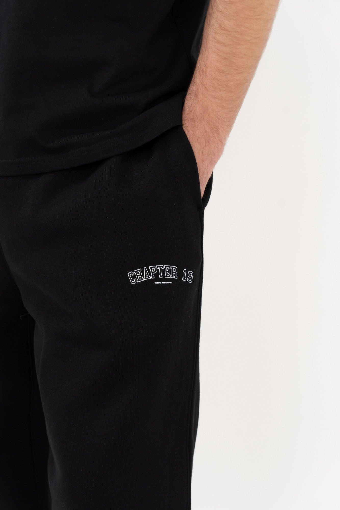 chapter 19 mens black dance performance joggers with pocket detail logo