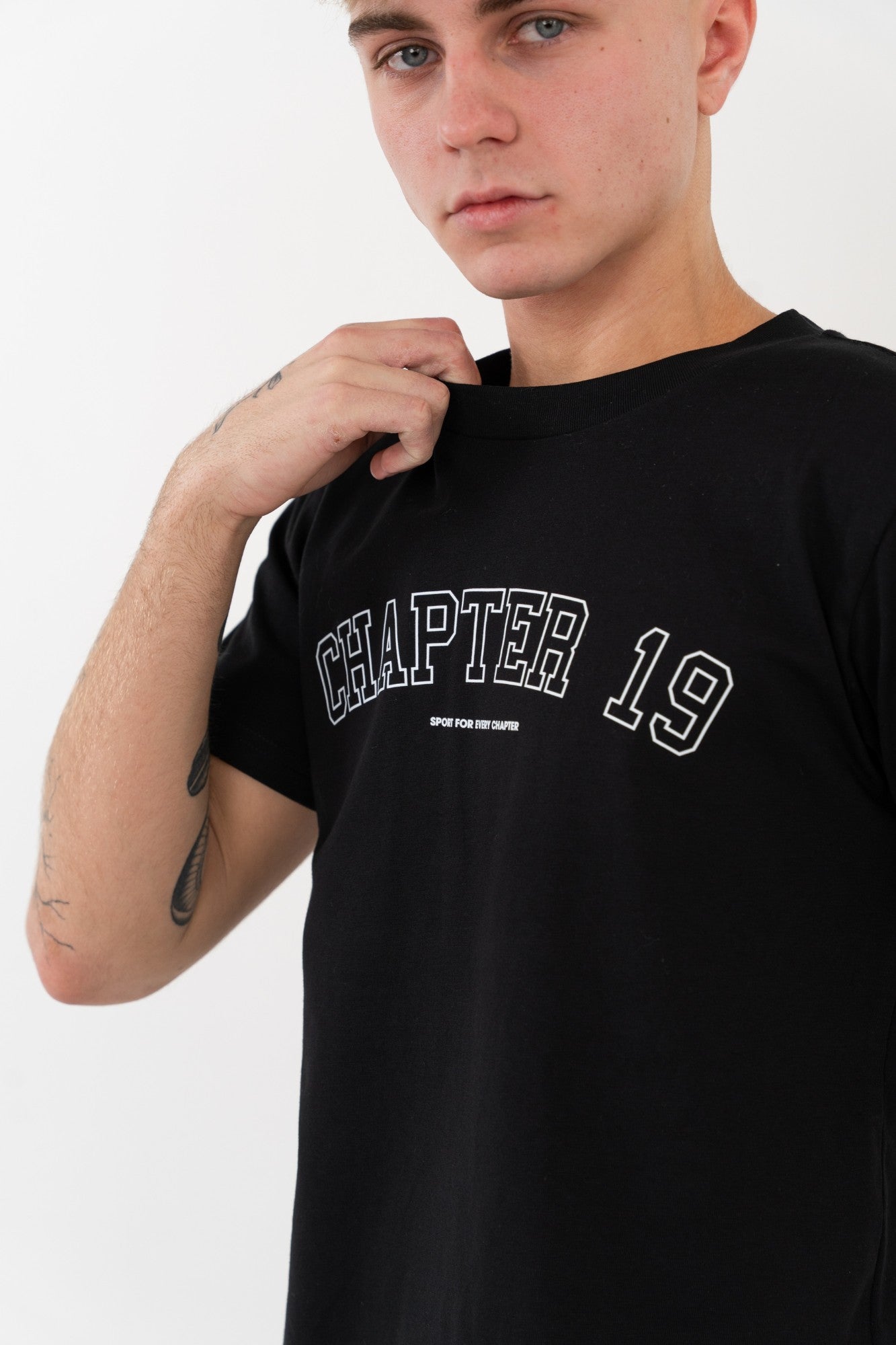 front detail mens black tshirt for training, layering and everyday style