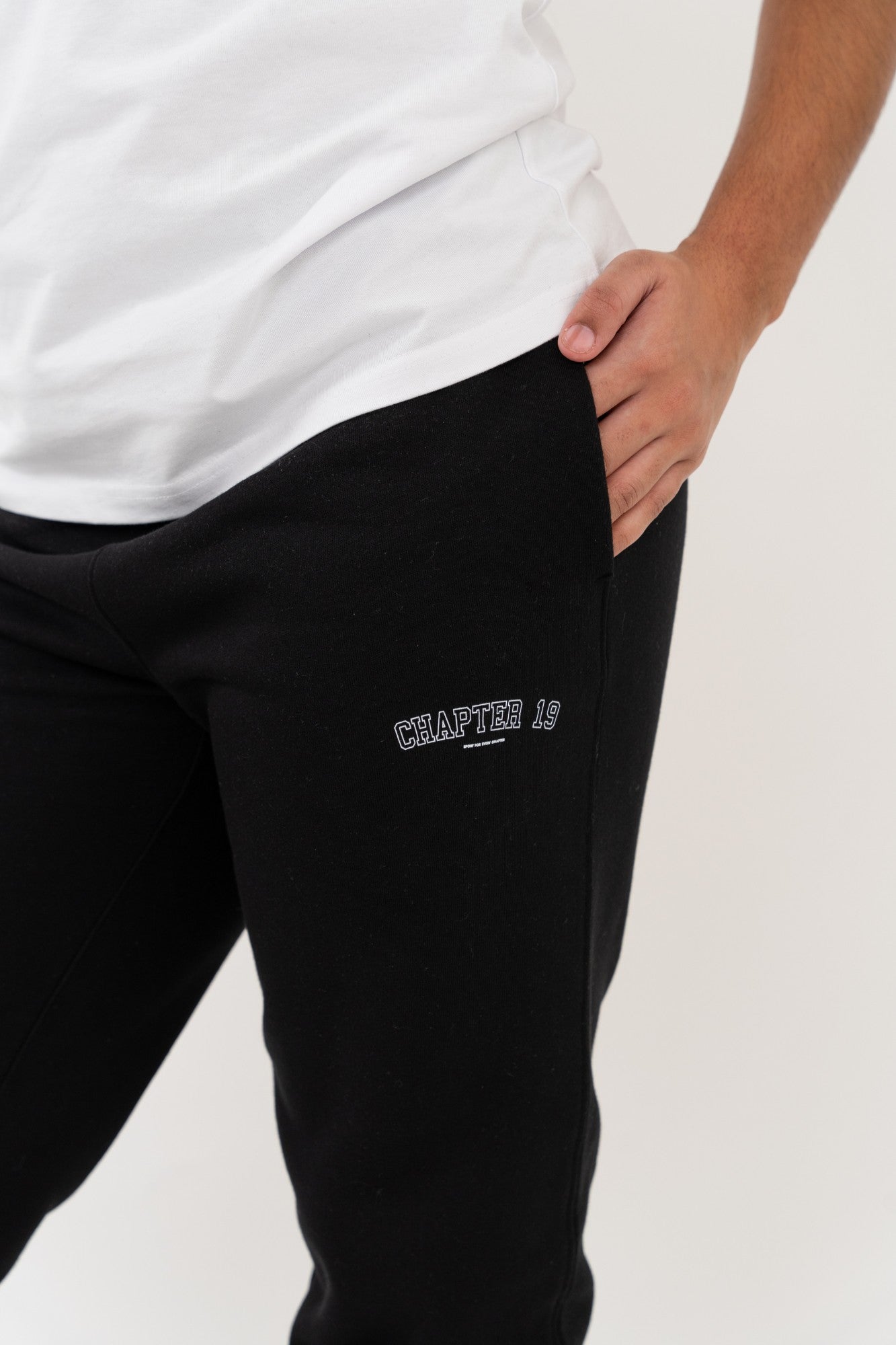 chapter 19 black womens comfortable joggers with pocket detail logo