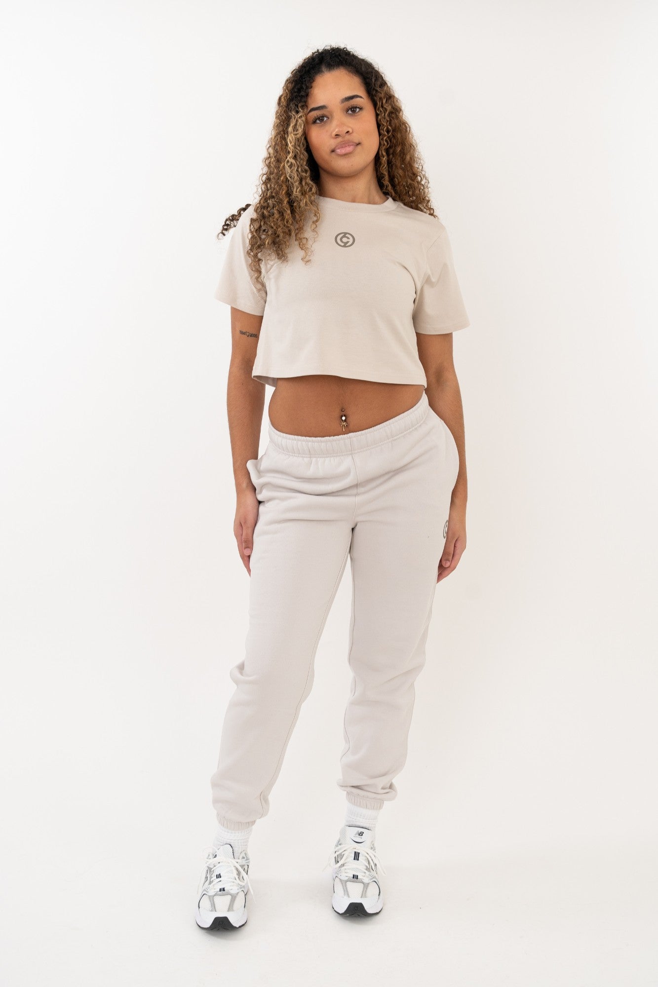 full look of C19 cropped bone tshirt for style, comfort and everyday essential look