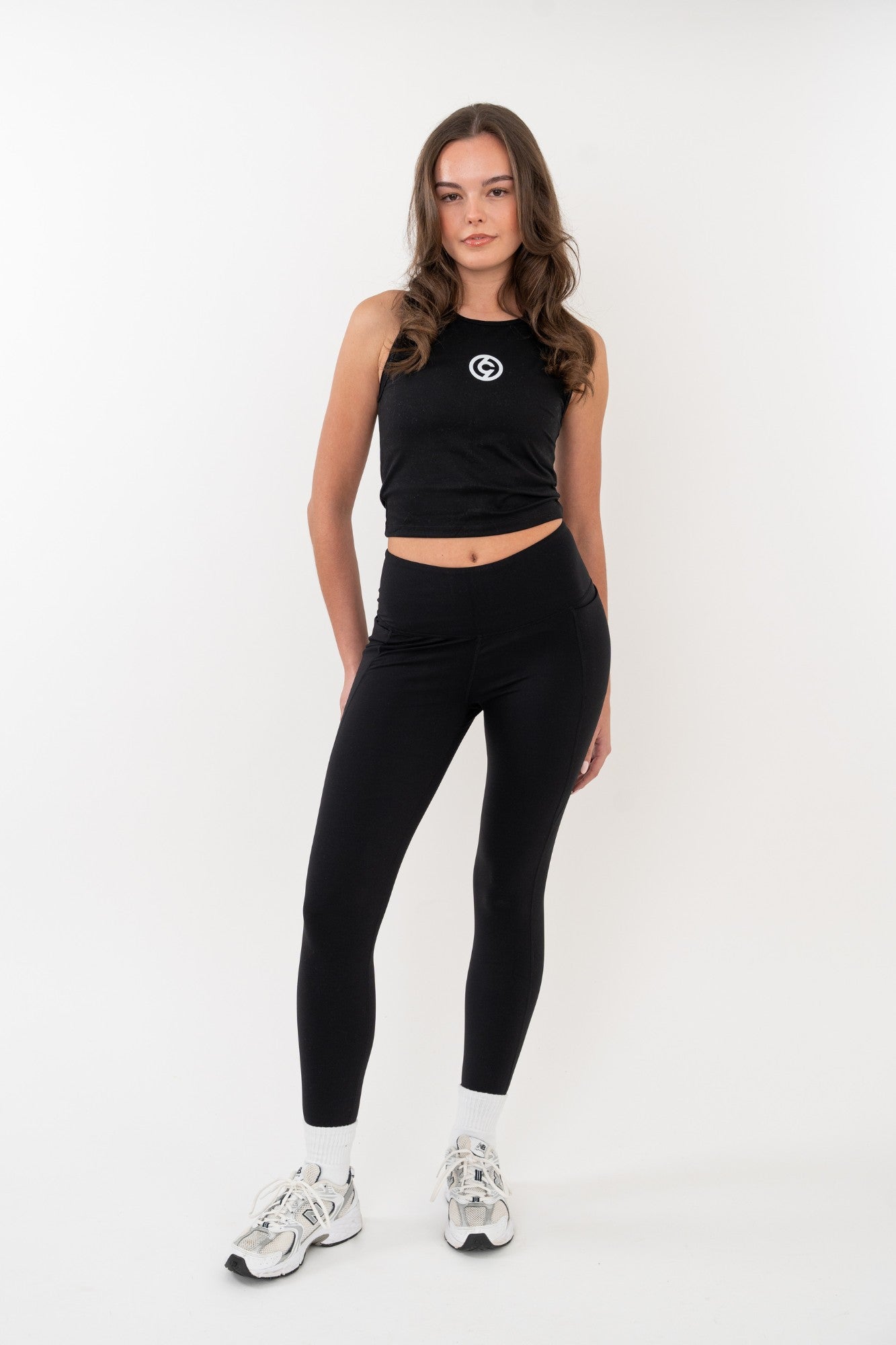 front view C19 black tank top for dancers