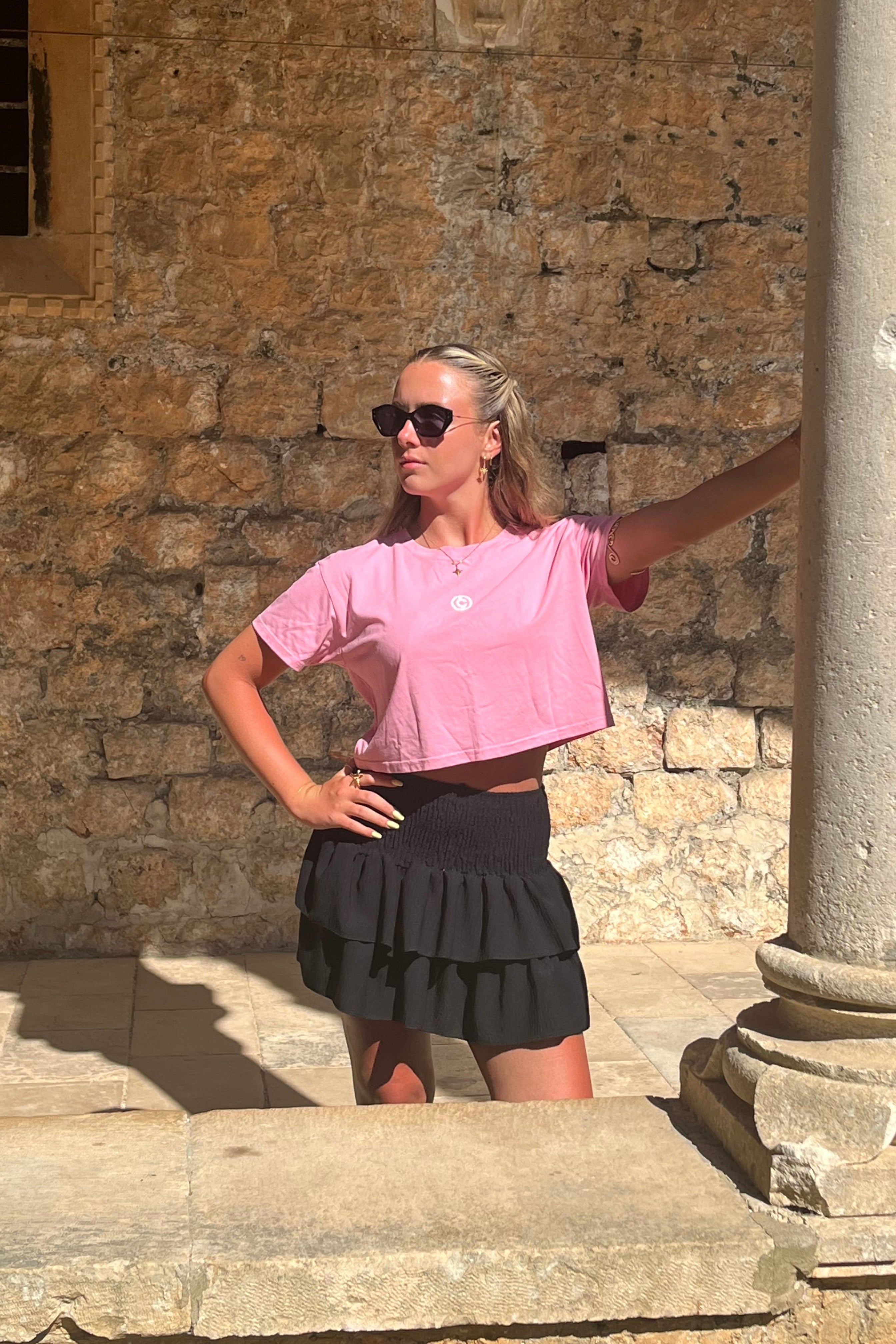 C19 Crop T-Shirt Pink for Trendy Casual Style