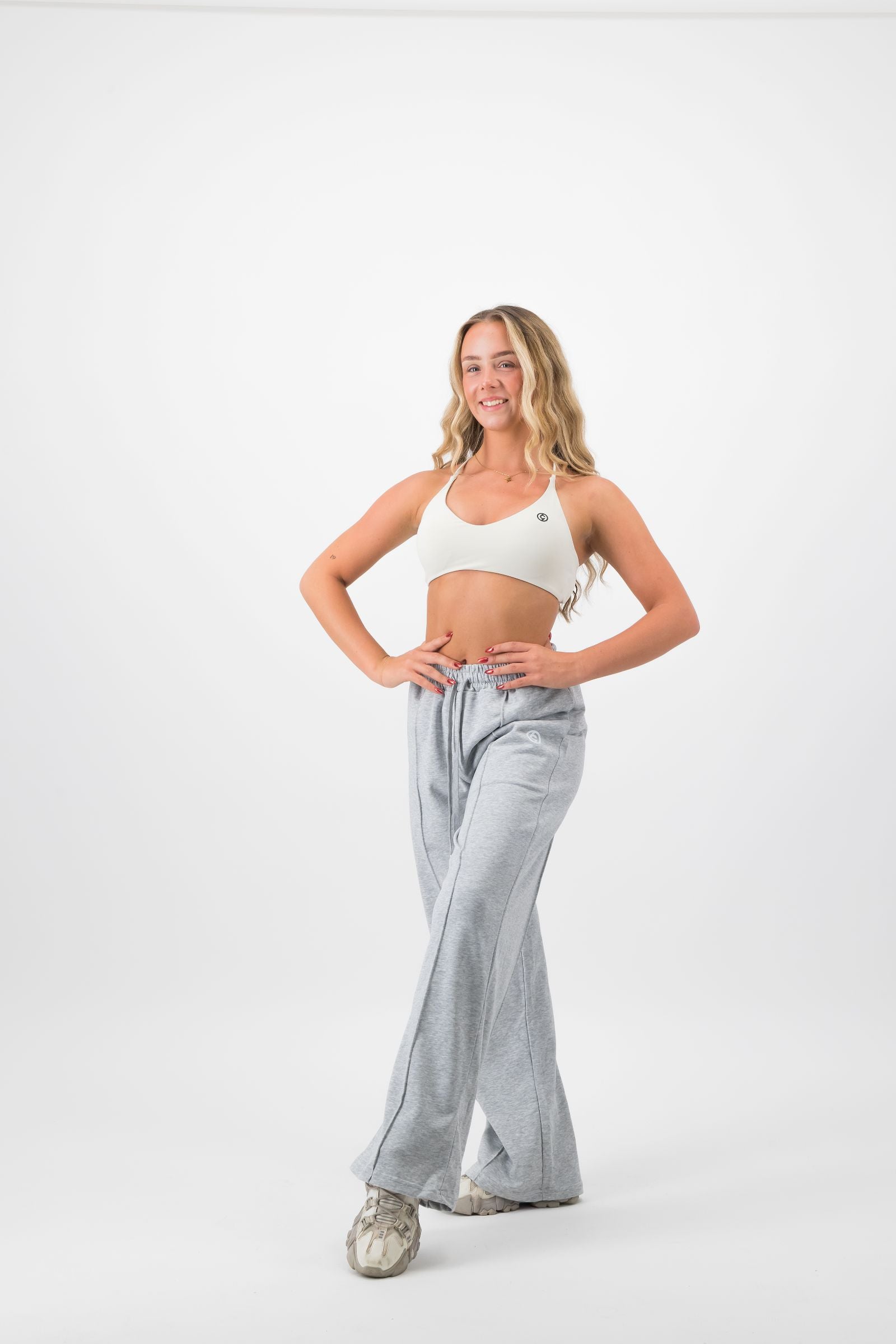 Wide Leg Joggers Flower Grey