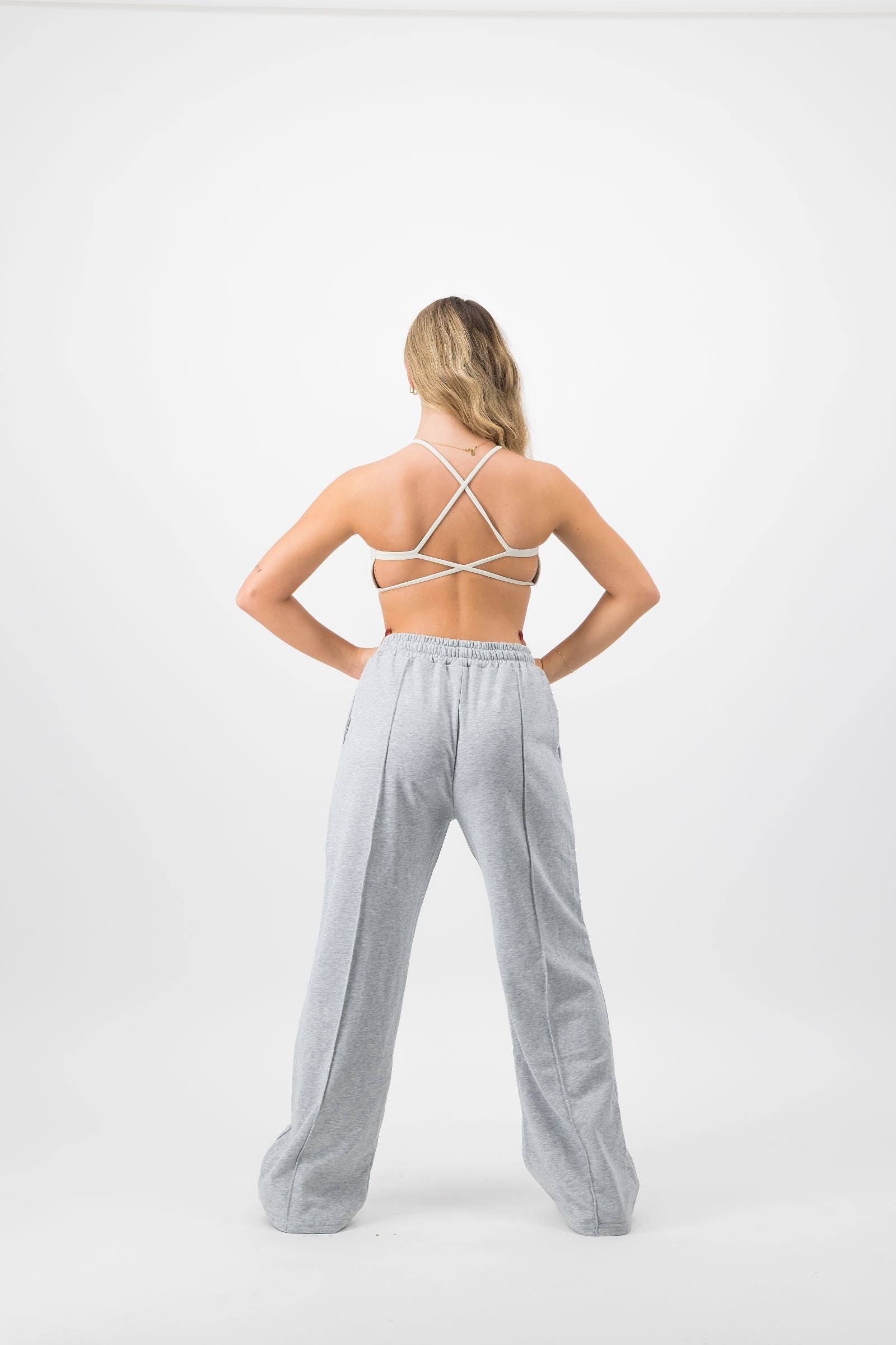 Strappy Sports Bra Apricot White