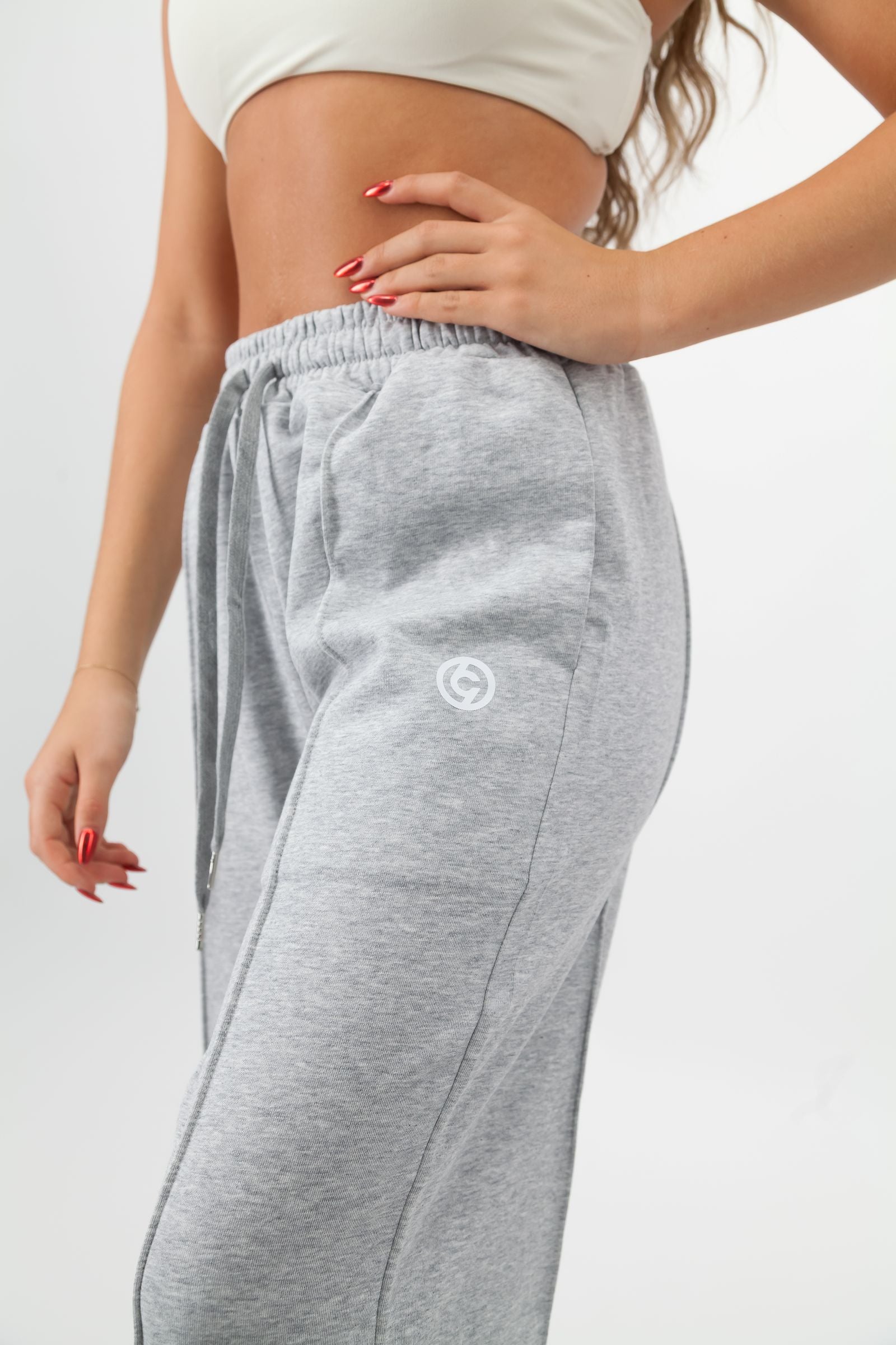 Wide Leg Joggers Flower Grey