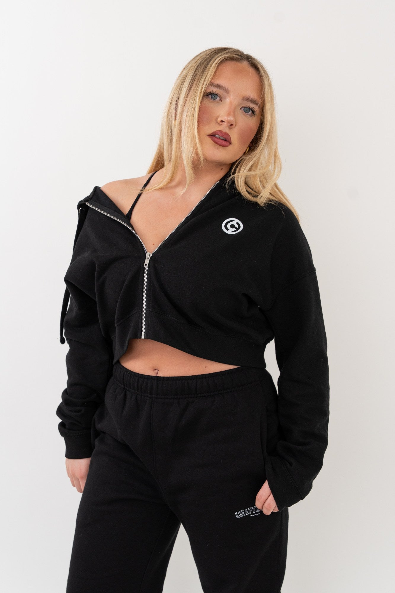 zip up black hoodie for warm up and cool downs